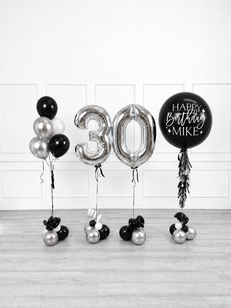 Ana Karina Balloons midnight luxe personalized birthday balloon set classic
