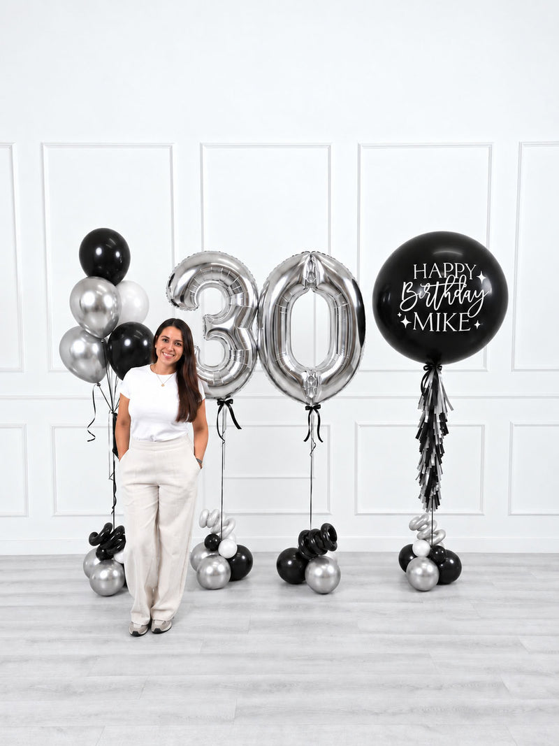 Ana Karina Balloons midnight luxe personalized birthday balloon set classic, additional product image