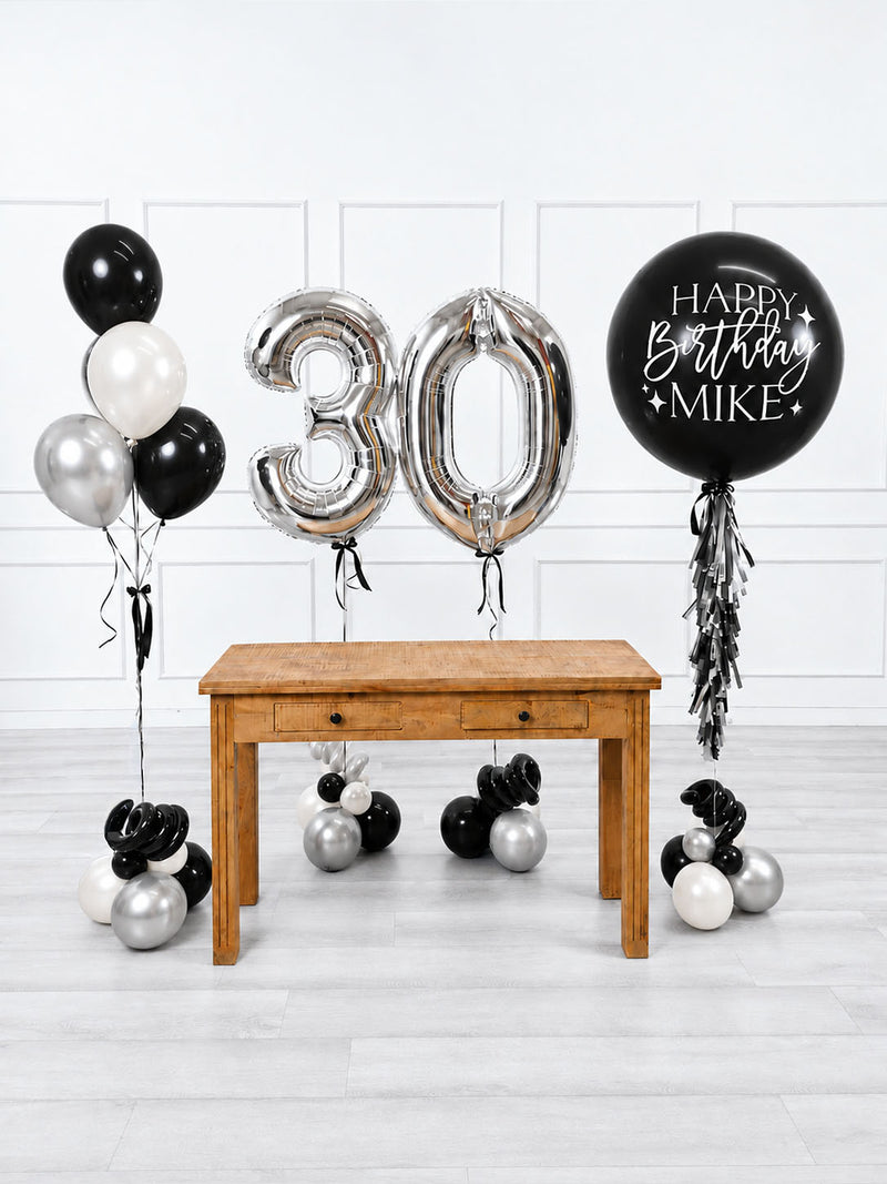 Ana Karina Balloons midnight luxe personalized birthday balloon set classic, additional product image