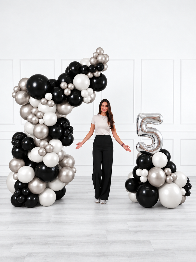 Ana Karina Balloons midnight luxe freestanding balloon garland and number stack set, additional product image