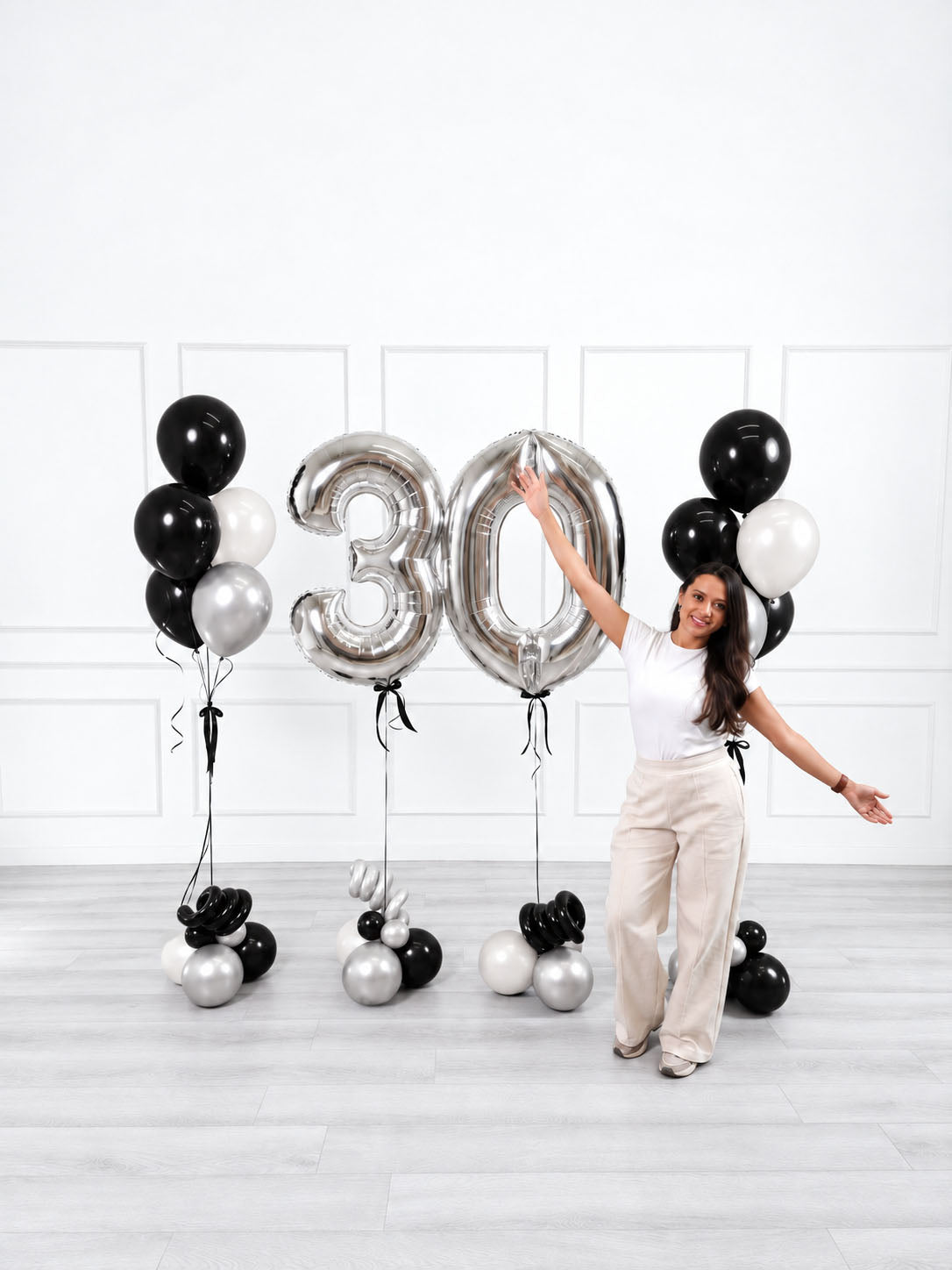 Ana Karina Balloons midnight luxe milestone number and balloon bunches set, additional product image