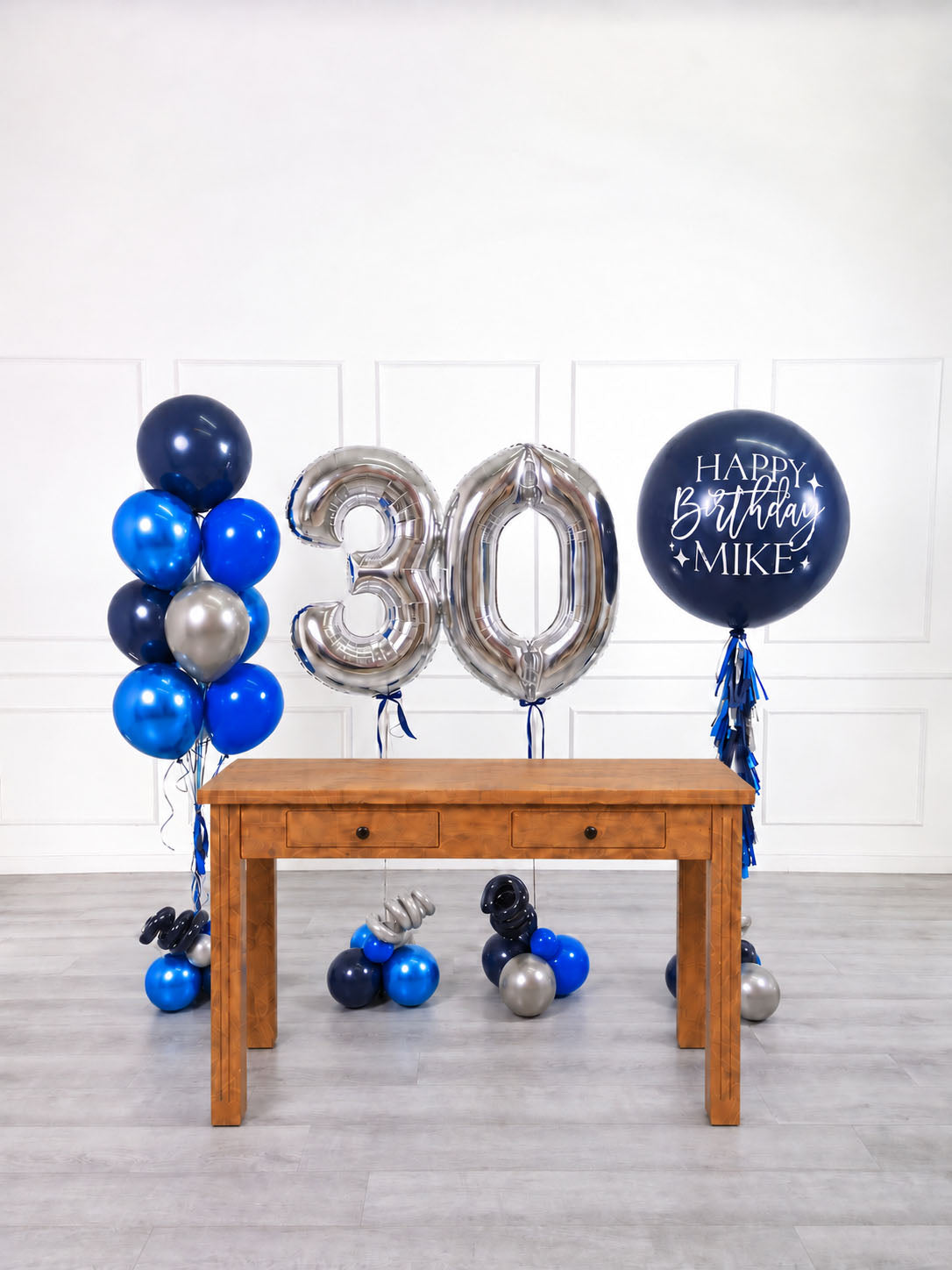 Ana Karina Balloons midnight silver personalized birthday balloon set deluxe, additional product image