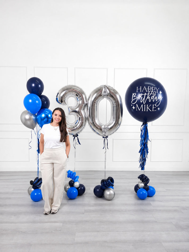 Ana Karina Balloons midnight silver personalized birthday balloon set classic, additional product image