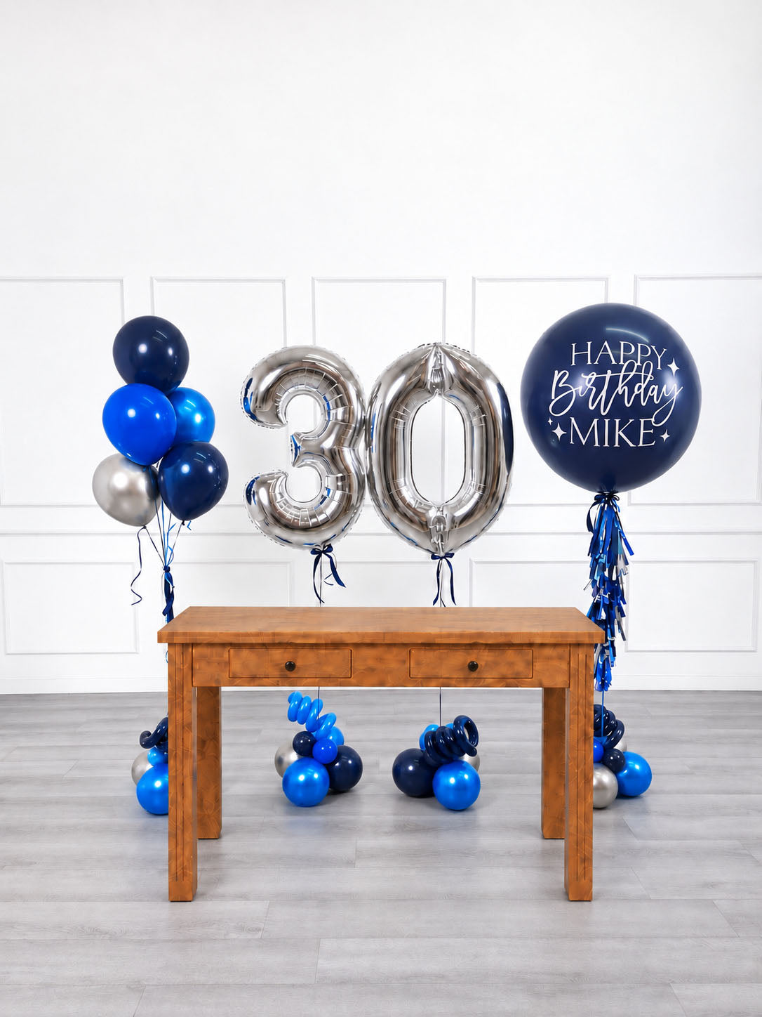 Ana Karina Balloons midnight silver personalized birthday balloon set classic, additional product image