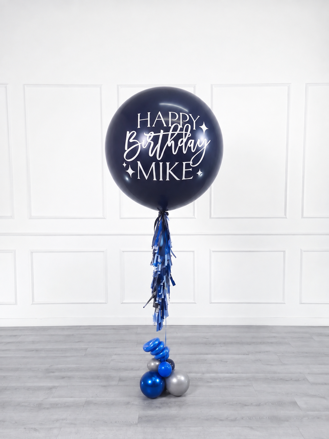 Ana Karina Balloons midnight silver personalized jumbo balloon