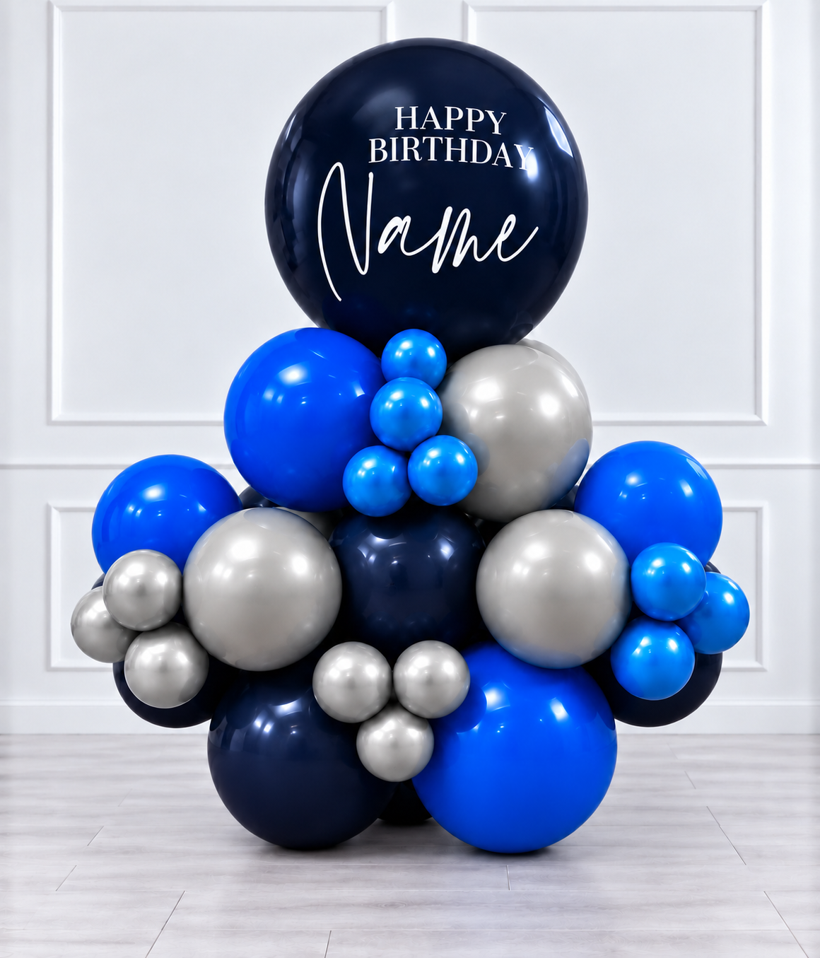 Ana Karina Balloons midnight silver personalized stack balloons