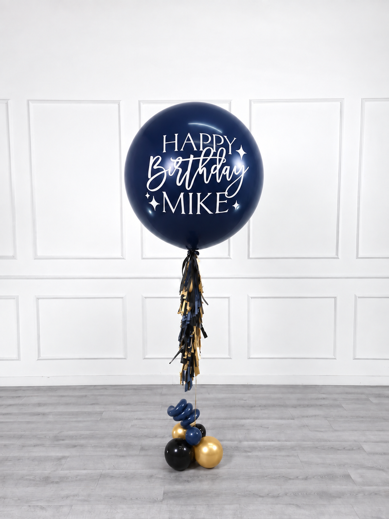 Ana Karina Balloons midnight gold personalized jumbo balloon, additional product image