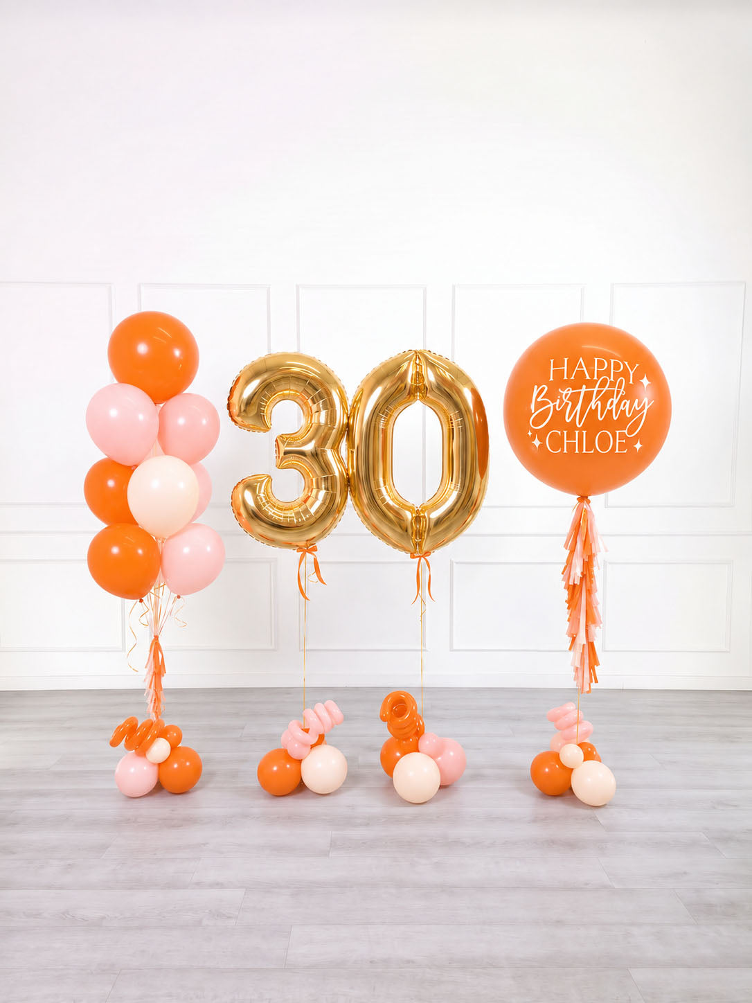 Ana Karina Balloons orange spritz personalized birthday balloon set deluxe