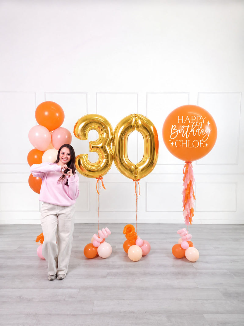 Ana Karina Balloons orange spritz personalized birthday balloon set deluxe, additional product image