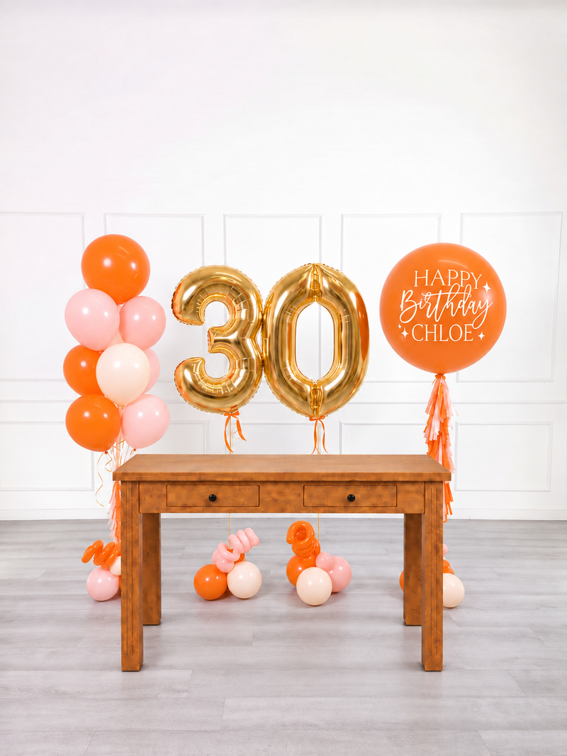 Ana Karina Balloons orange spritz personalized birthday balloon set deluxe, additional product image
