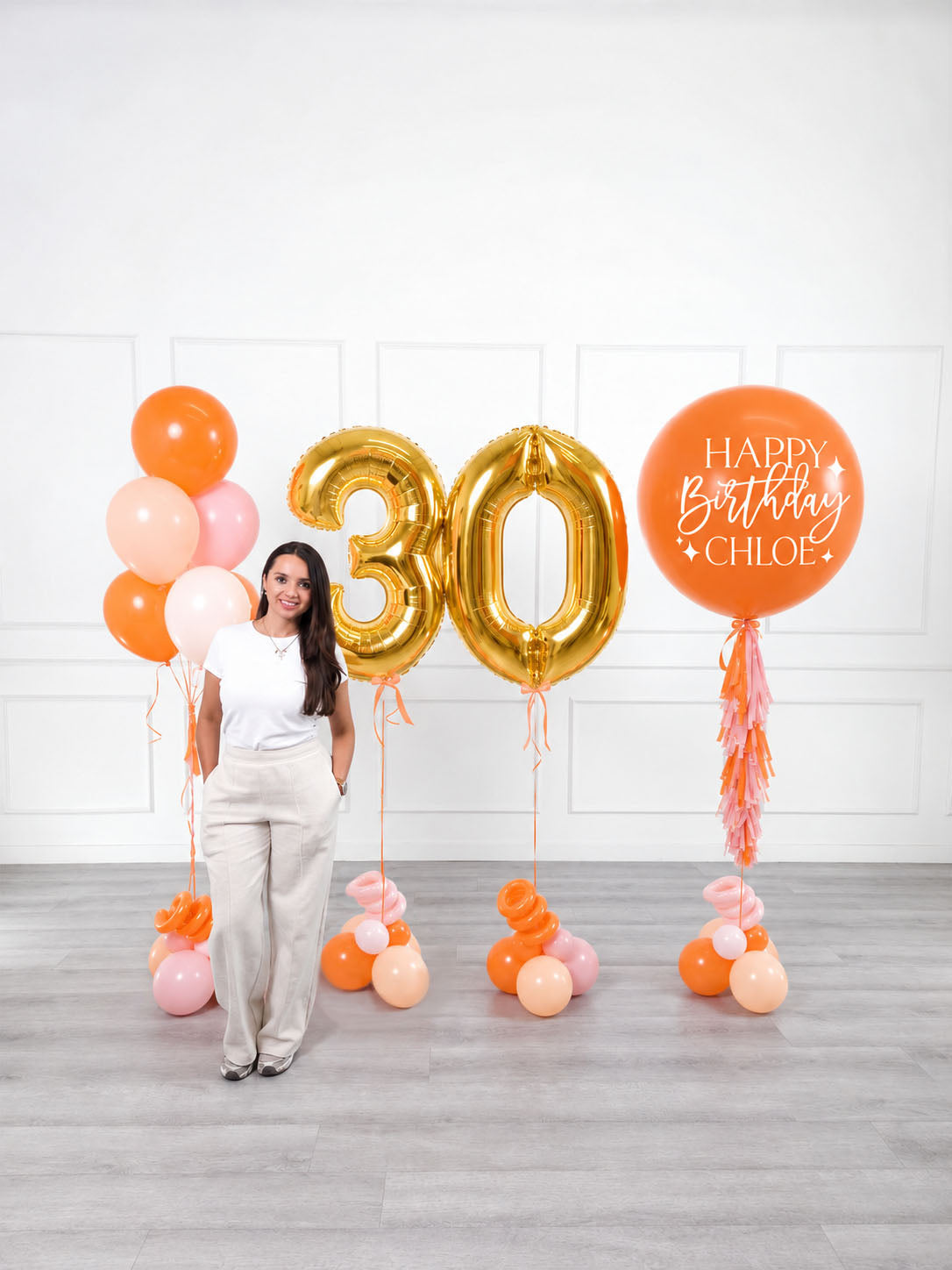 Ana Karina Balloons orange spritz personalized birthday balloon set classic, additional product image