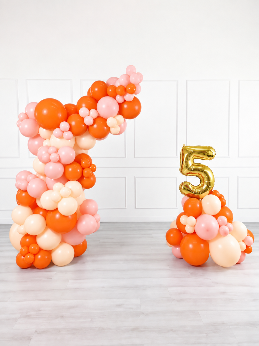 Ana Karina Balloons orange spritz freestanding balloon garland and number stack set