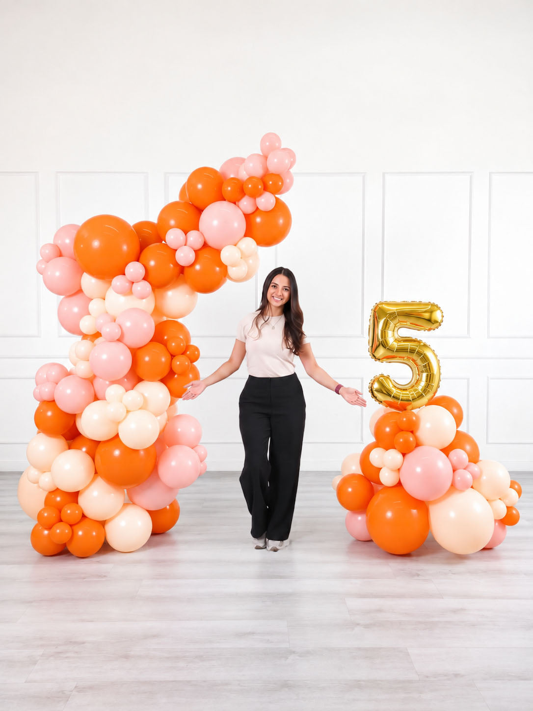 Ana Karina Balloons orange spritz freestanding balloon garland and number stack set, additional product image