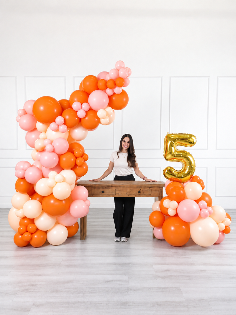 Ana Karina Balloons orange spritz freestanding balloon garland and number stack set, additional product image