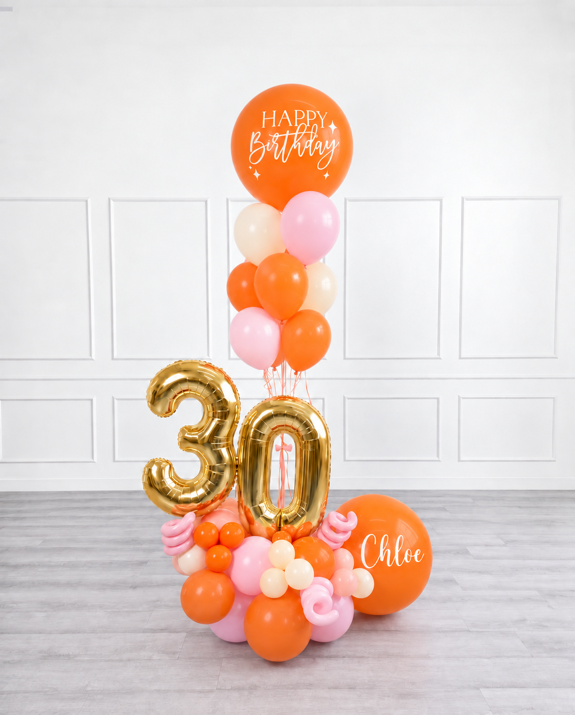 Ana Karina Balloons orange spritz personalized balloon bouquet with classic balloons
