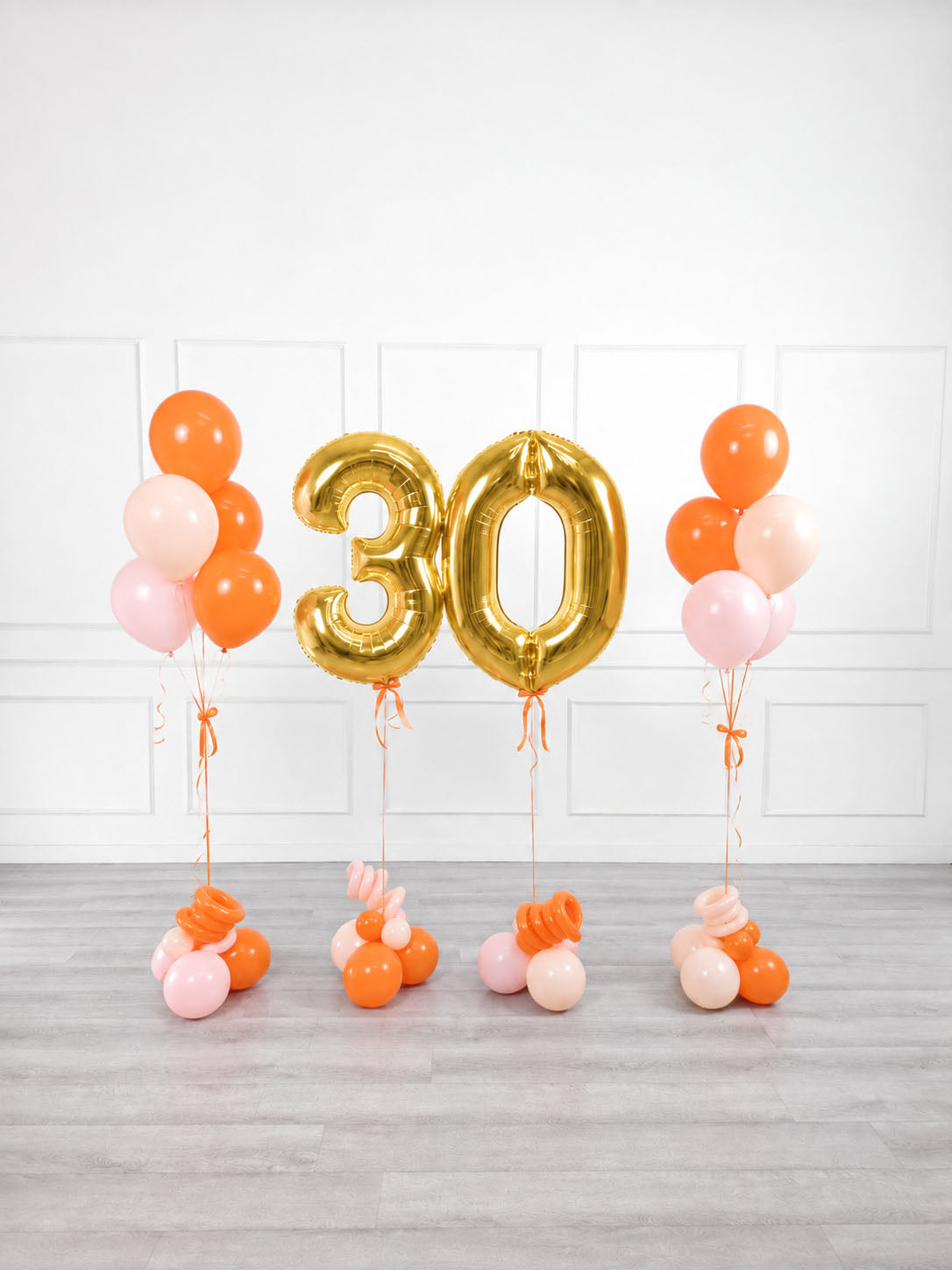 Ana Karina Balloons orange spritz milestone number and balloon bunches set