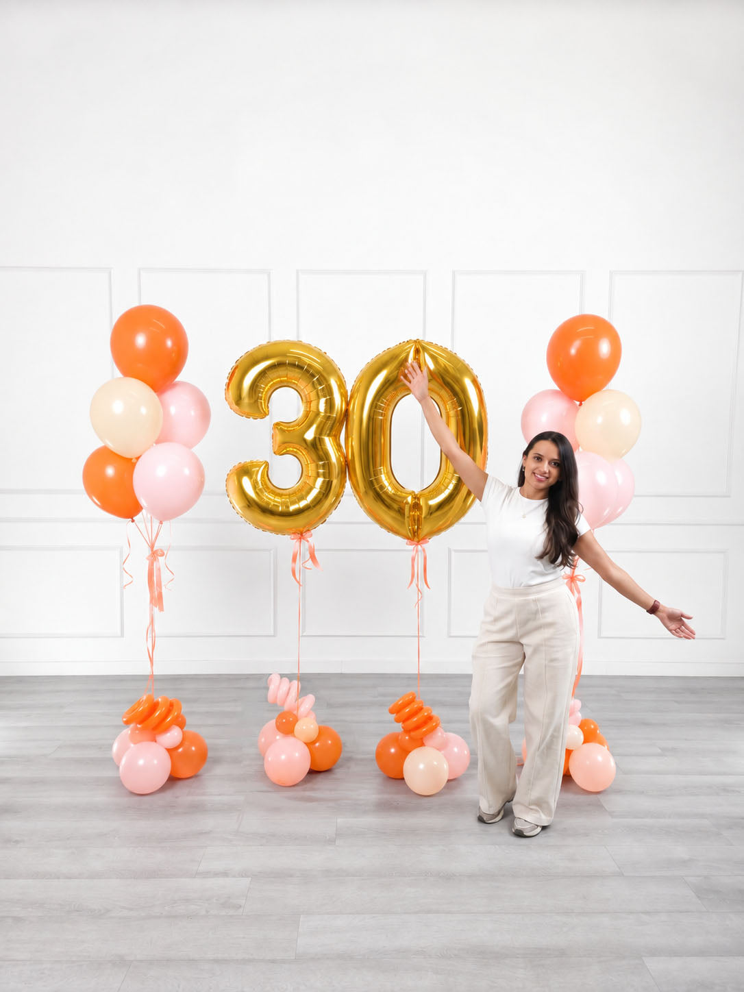 Ana Karina Balloons orange spritz milestone number and balloon bunches set, additional product image