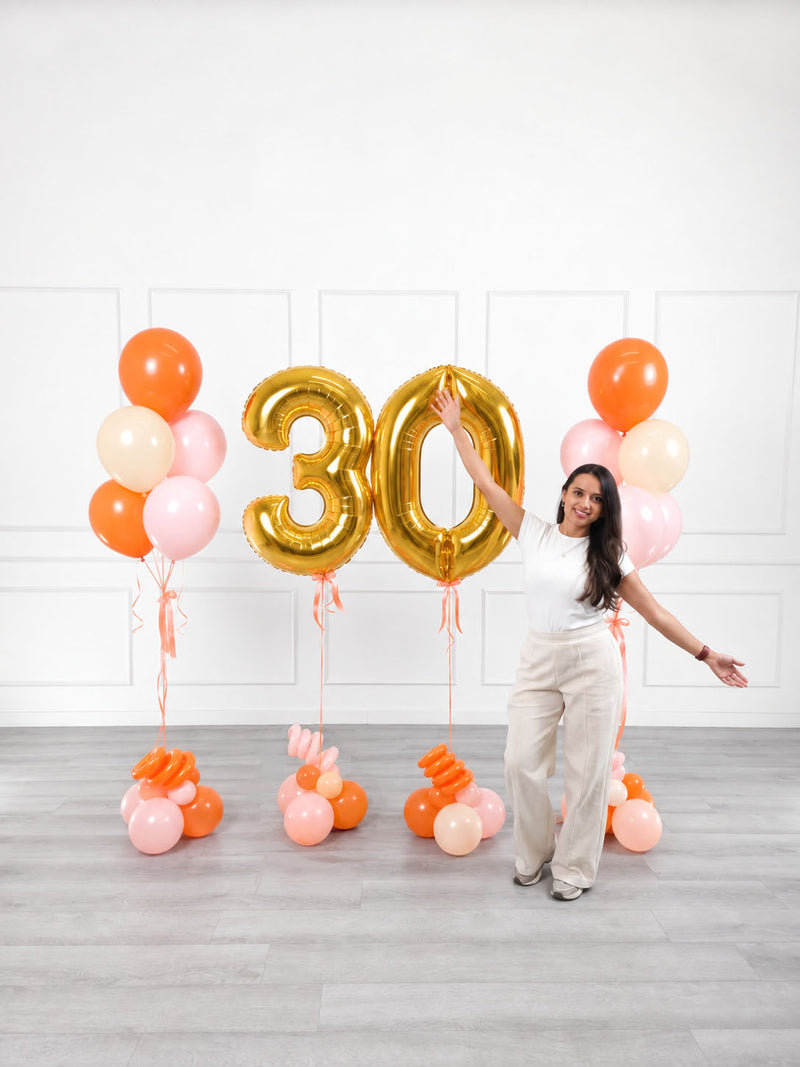 Ana Karina Balloons orange spritz milestone number and balloon bunches set, additional product image