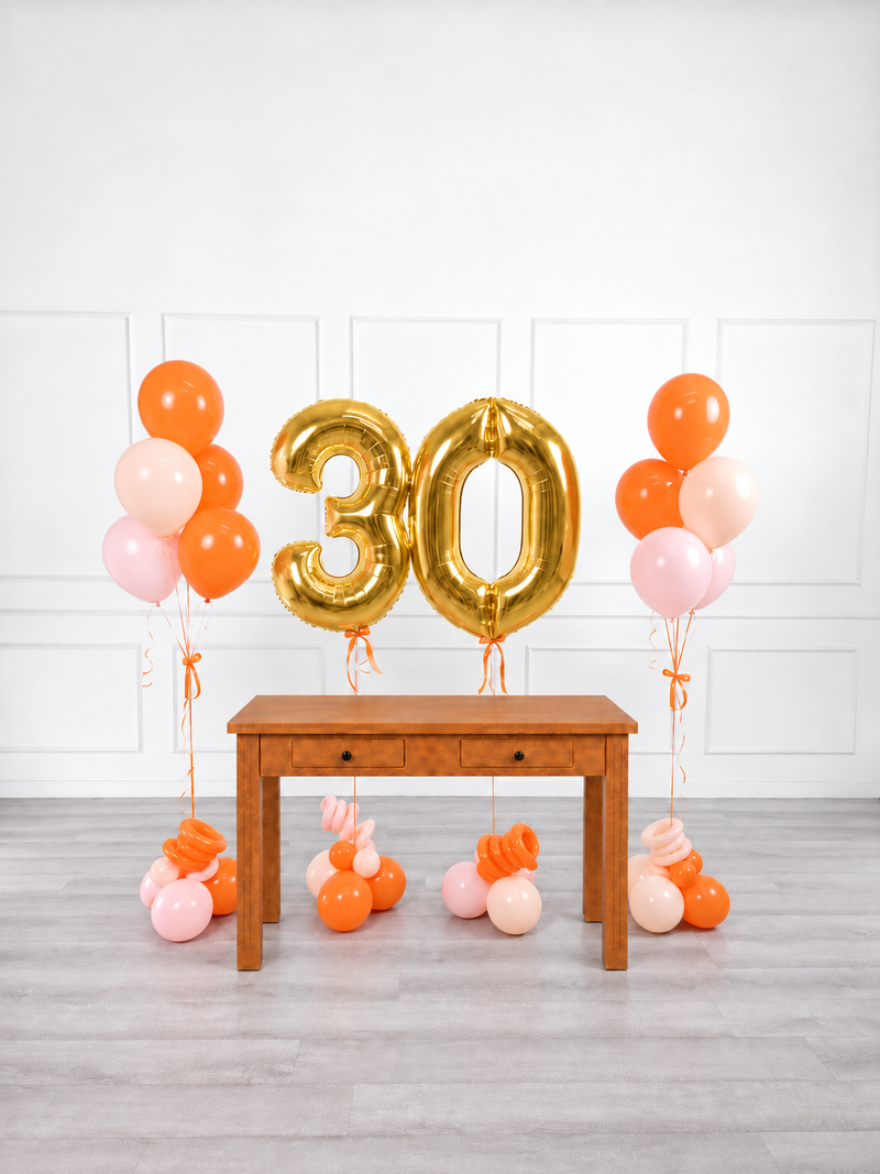 Ana Karina Balloons orange spritz milestone number and balloon bunches set, additional product image
