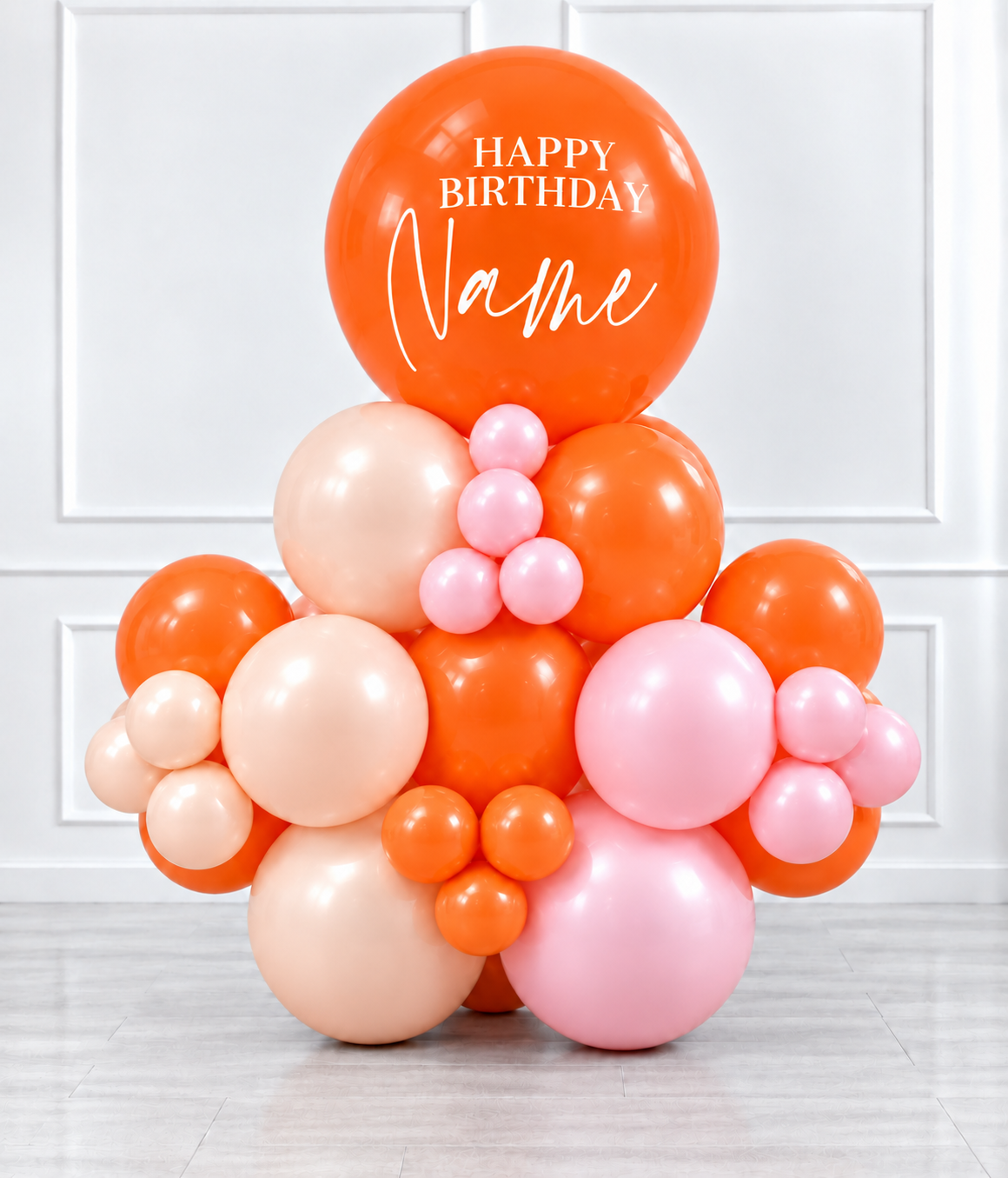 Ana Karina Balloons orange spritz personalized stack balloons