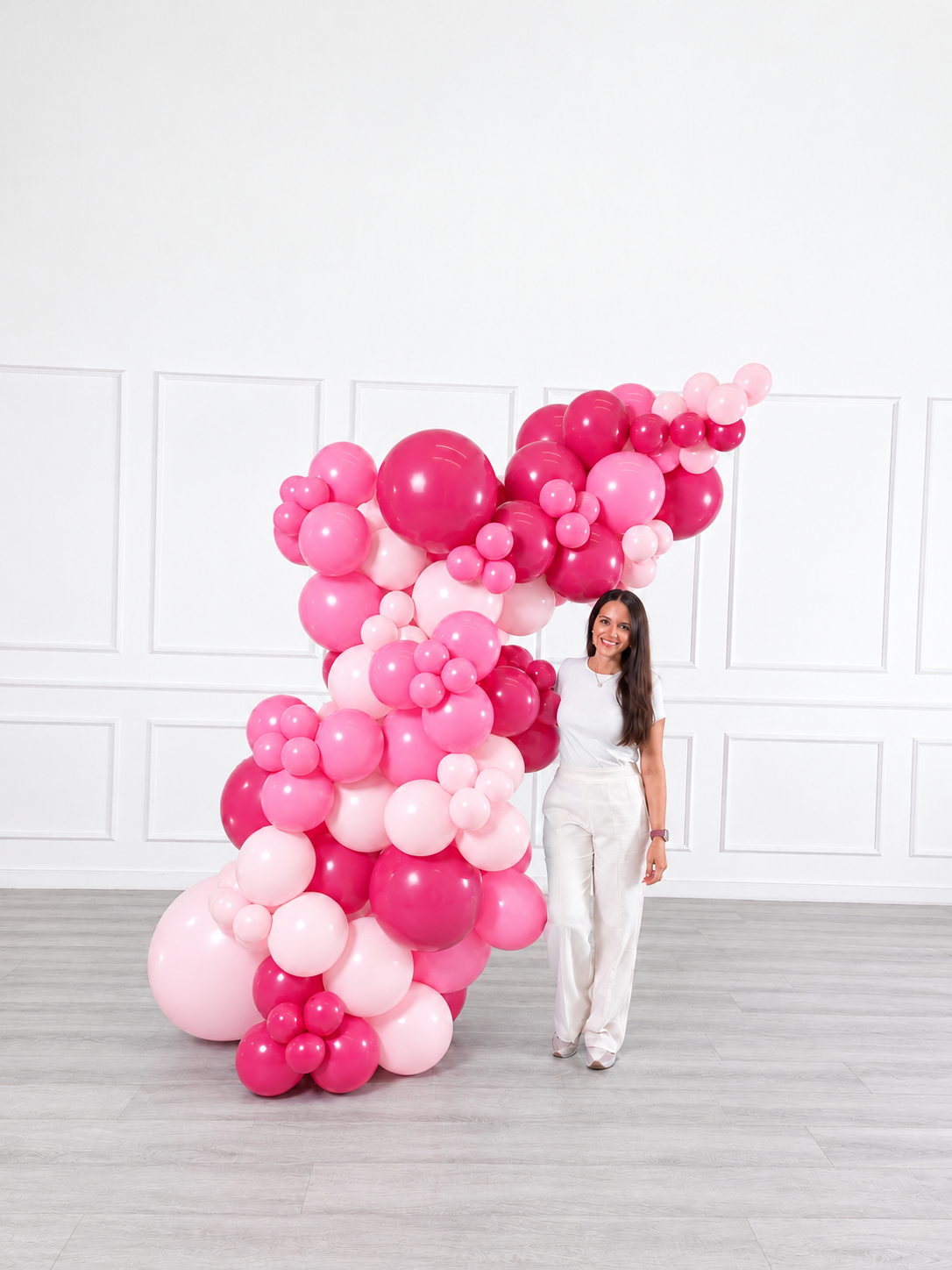 Ana Karina Balloons pink is hot freestanding balloon garland, additional product image