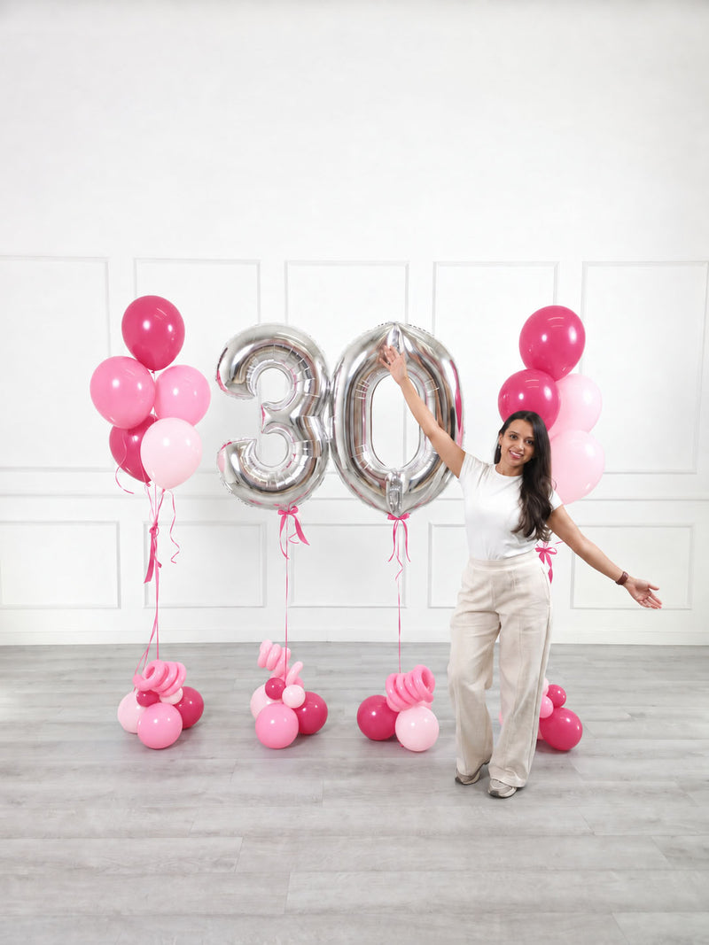 Ana Karina Balloons pink is hot milestone number and balloon bunches set, additional product image