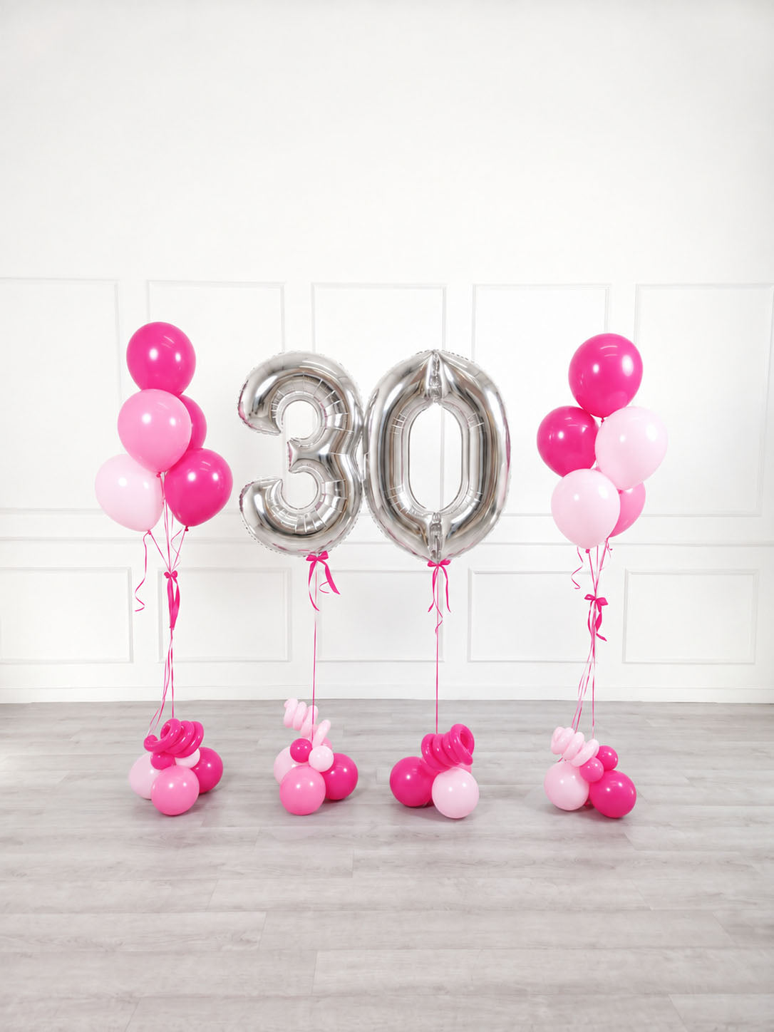 Ana Karina Balloons pink is hot milestone number and balloon bunches set