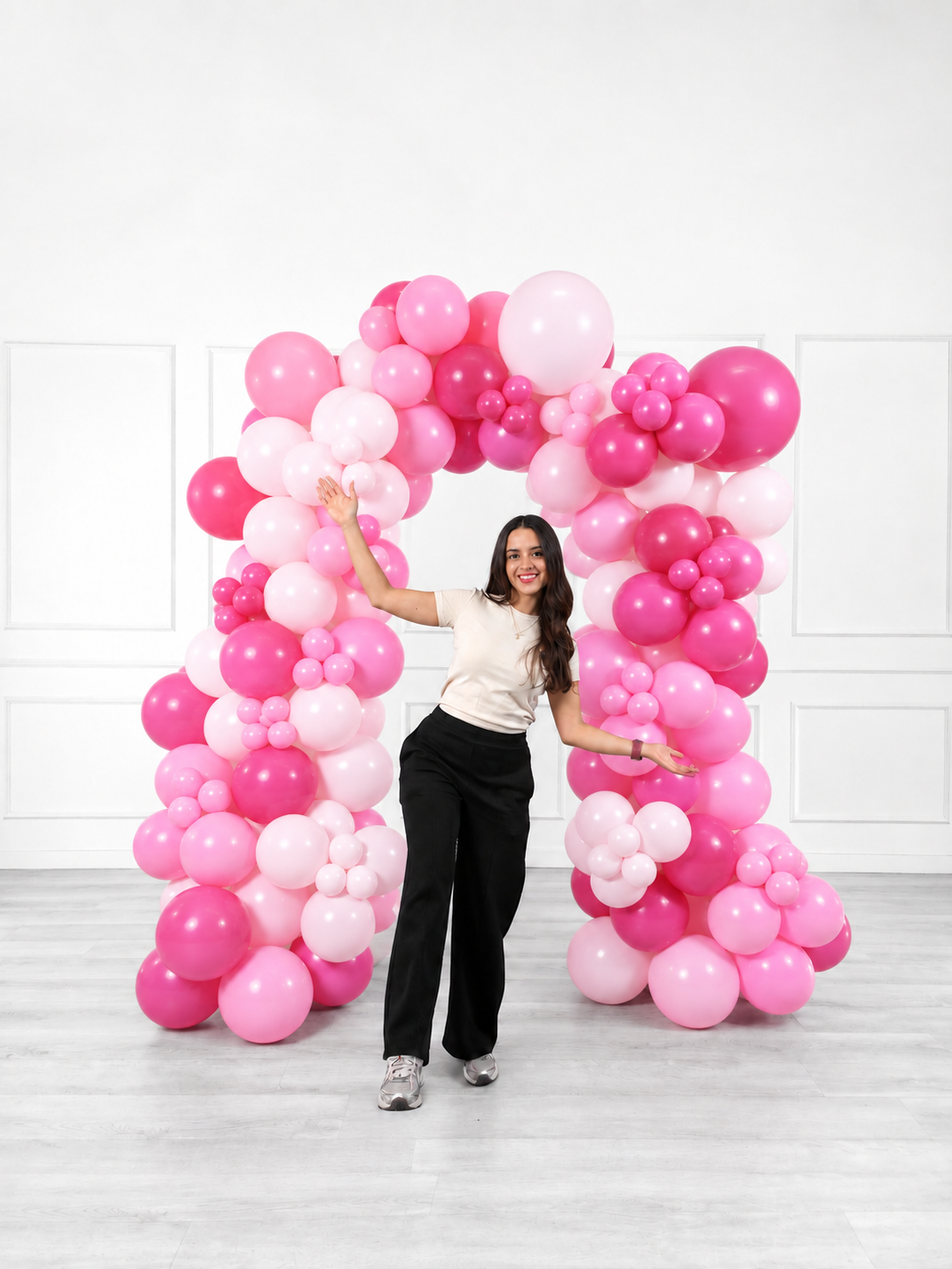 Ana Karina Balloons pink is hot organic balloon arch, additional product image