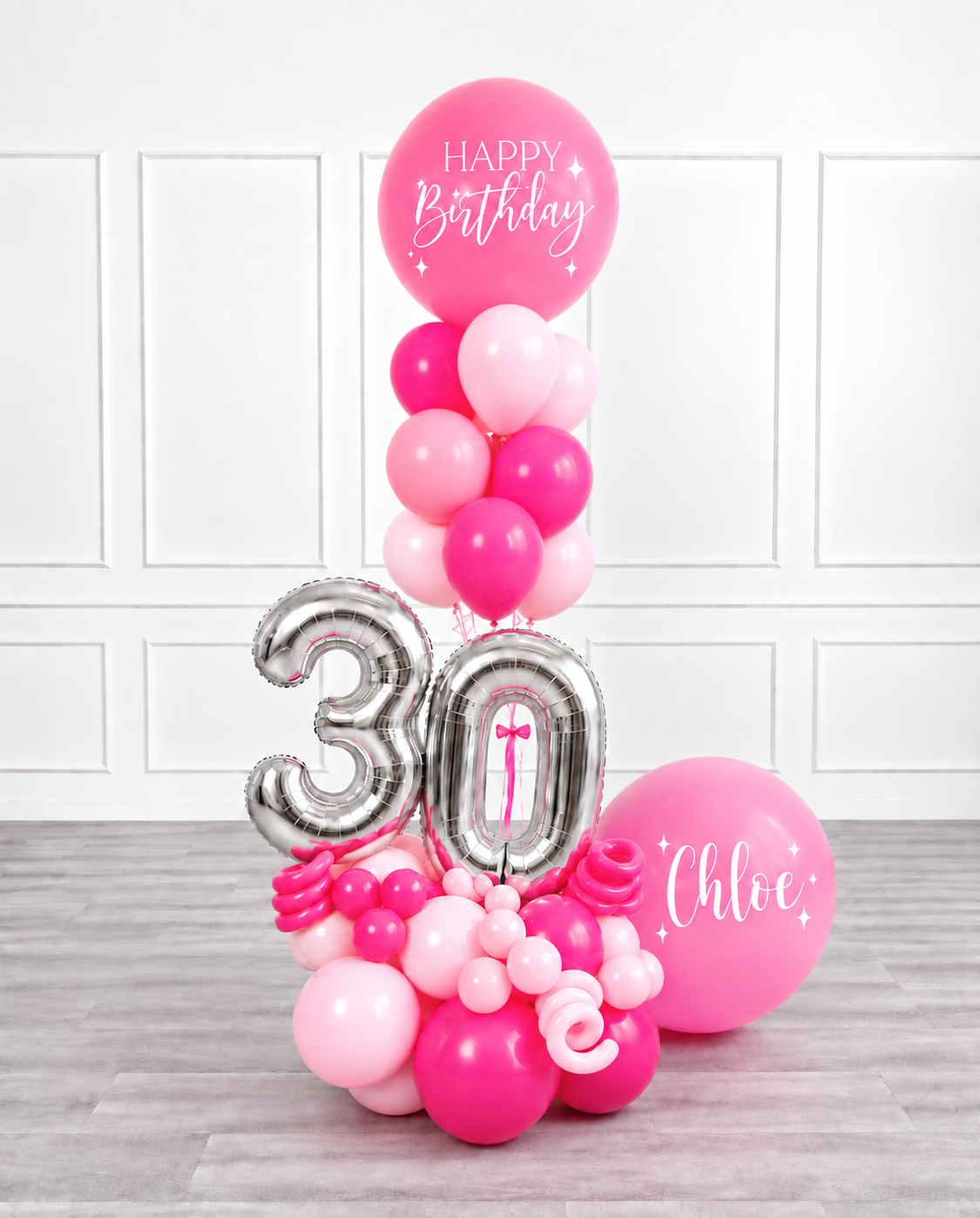 Ana Karina Balloons pink is hot personalized balloon bouquet with classic balloons