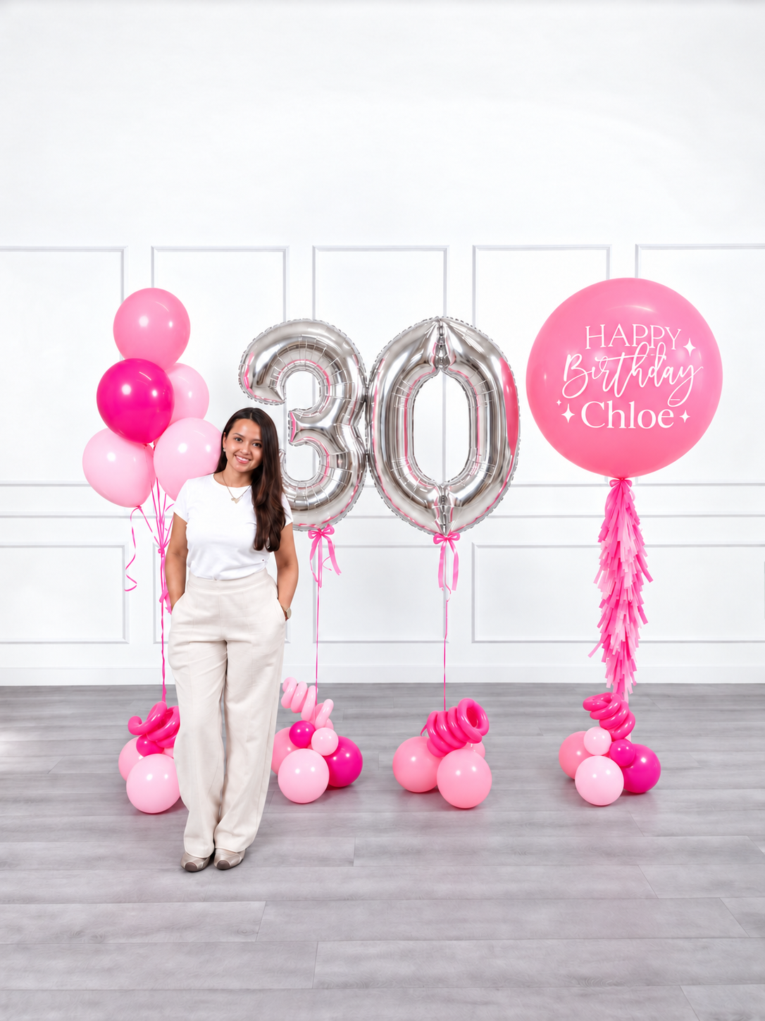 Ana Karina Balloons pink is hot personalized birthday balloon set classic, additional product image