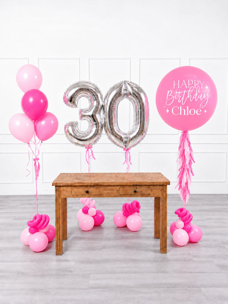 Ana Karina Balloons pink is hot personalized birthday balloon set classic, additional product image