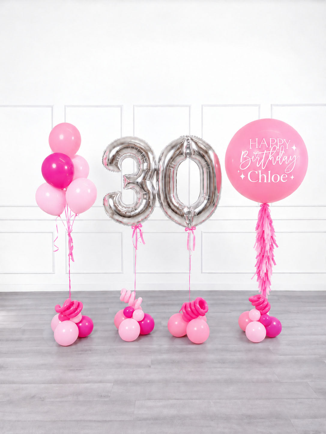 Ana Karina Balloons pink is hot personalized birthday balloon set classic