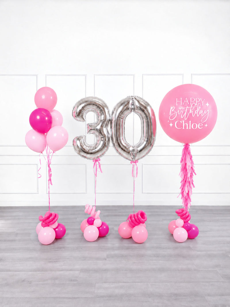 Ana Karina Balloons pink is hot personalized birthday balloon set classic