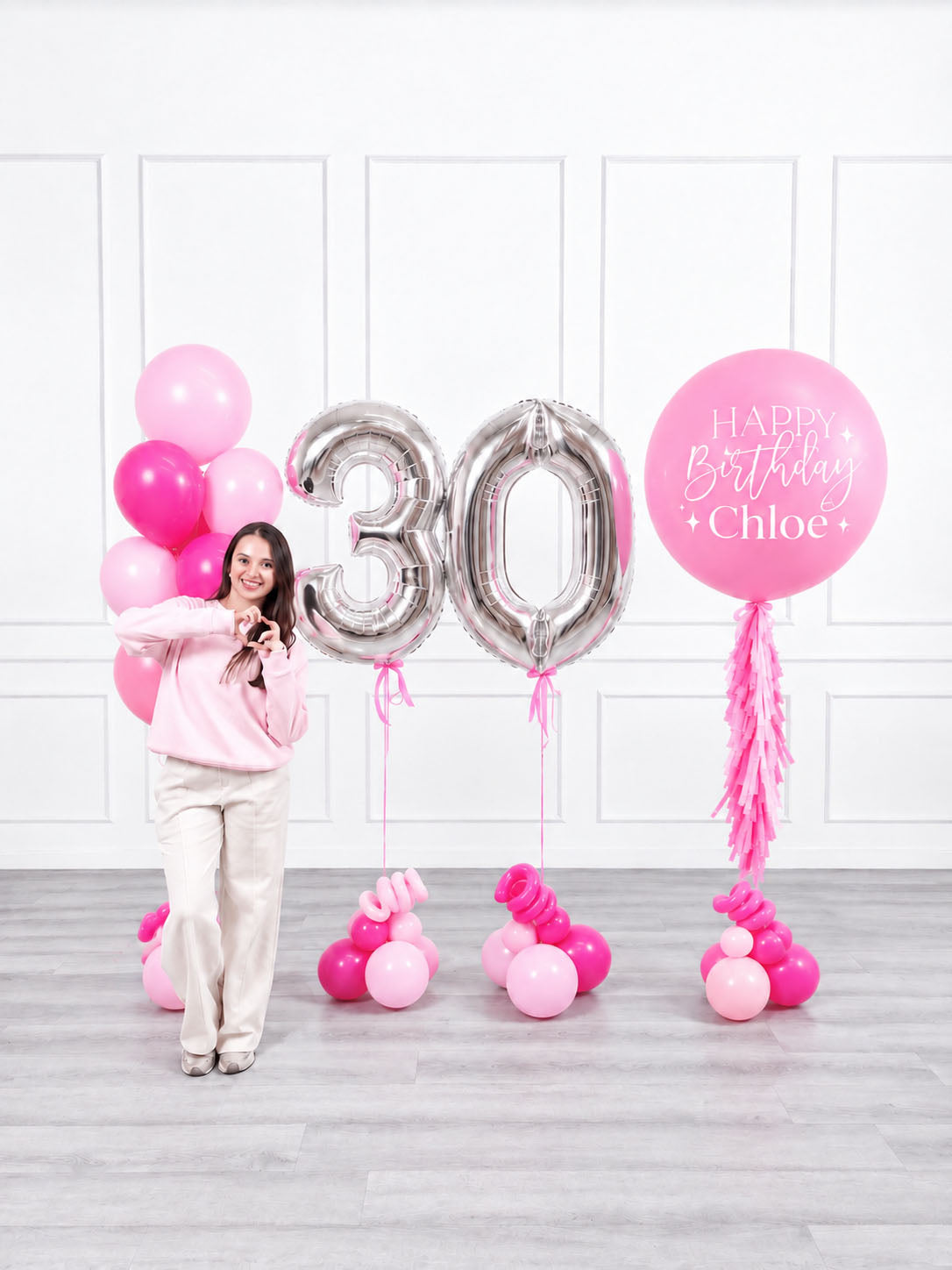 Ana Karina Balloons pink is hot personalized birthday balloon set deluxe, additional product image