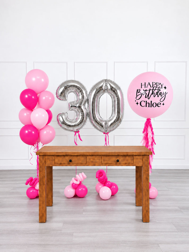 Ana Karina Balloons pink is hot personalized birthday balloon set deluxe, additional product image