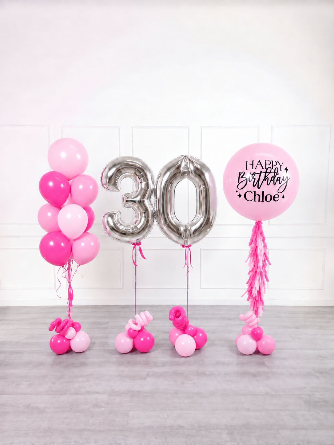 Ana Karina Balloons pink is hot personalized birthday balloon set deluxe