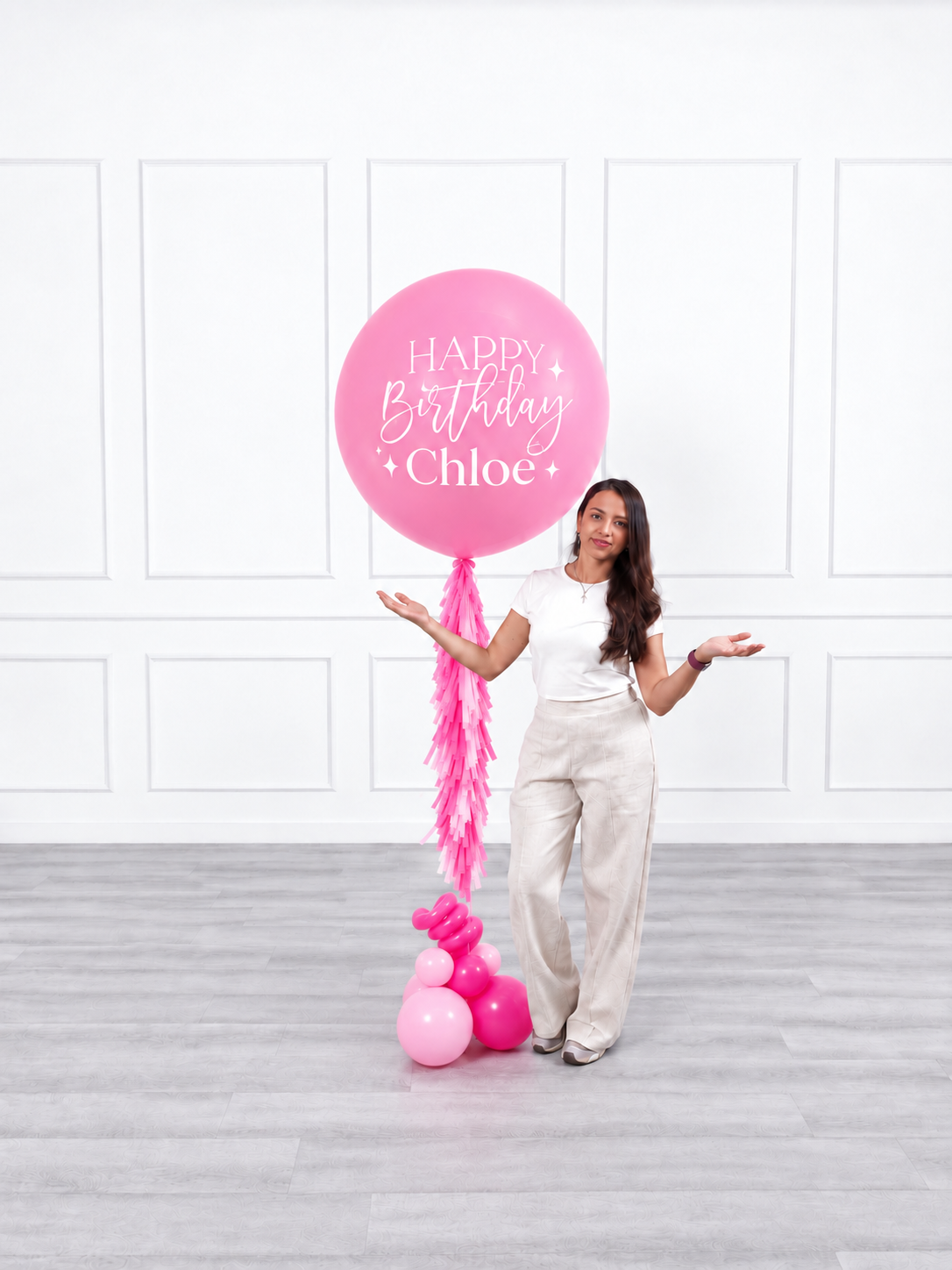 Ana Karina Balloons pink is hot personalized jumbo balloon, additional product image