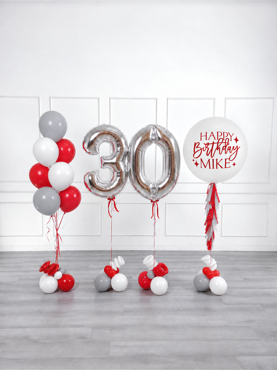 Ana Karina Balloons scarlet frost personalized birthday balloon set deluxe