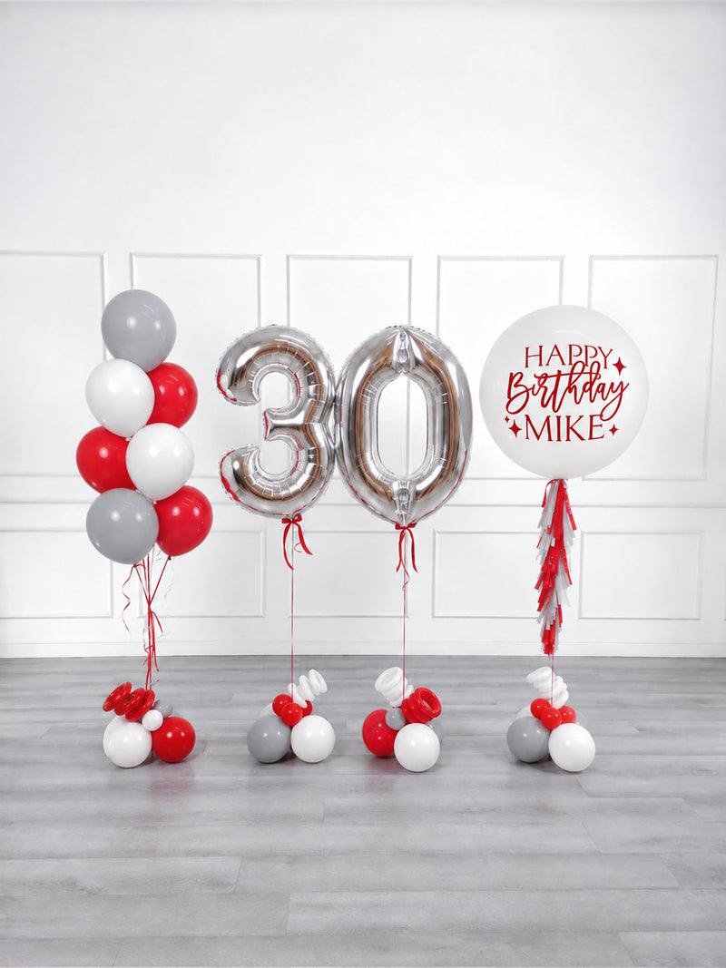 Ana Karina Balloons scarlet frost personalized birthday balloon set deluxe