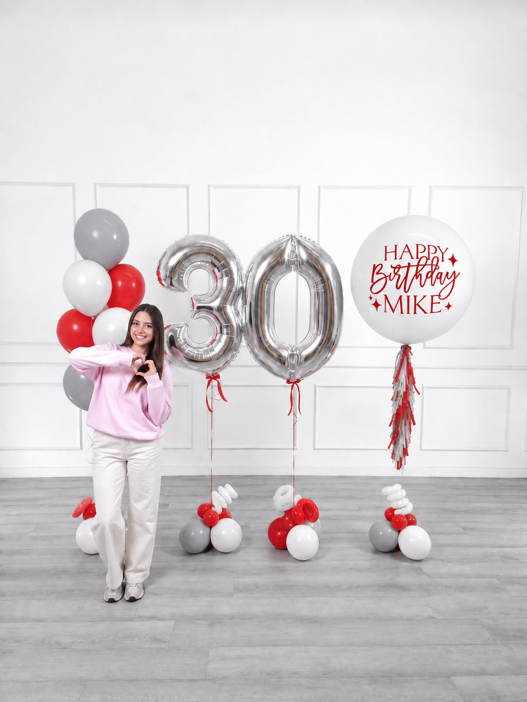 Ana Karina Balloons scarlet frost personalized birthday balloon set deluxe, additional product image