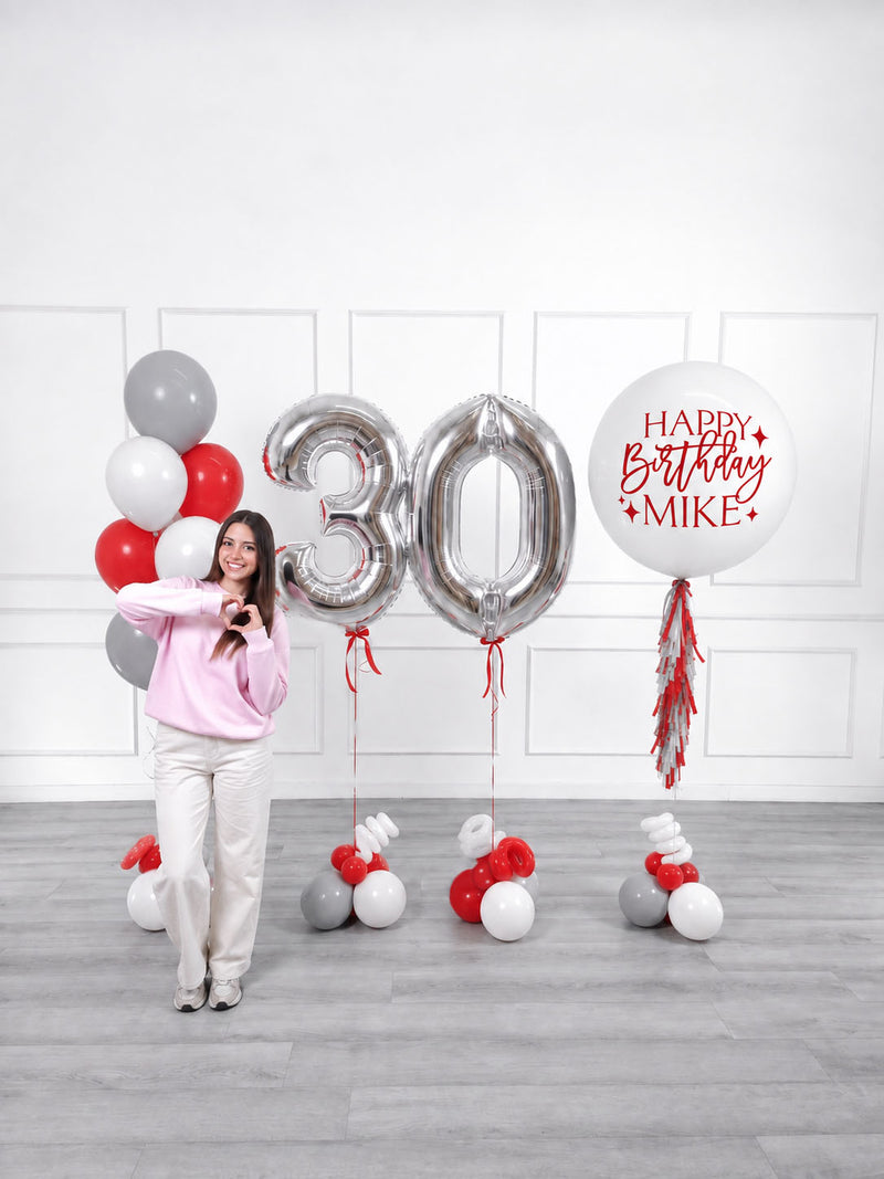 Ana Karina Balloons scarlet frost personalized birthday balloon set deluxe, additional product image