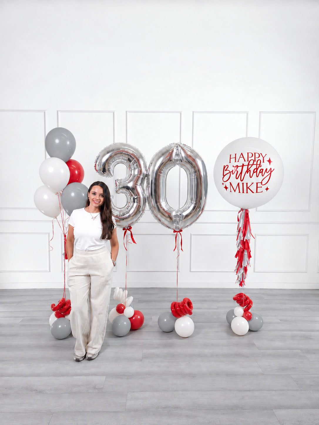 Ana Karina Balloons scarlet frost personalized birthday balloon set classic, additional product image