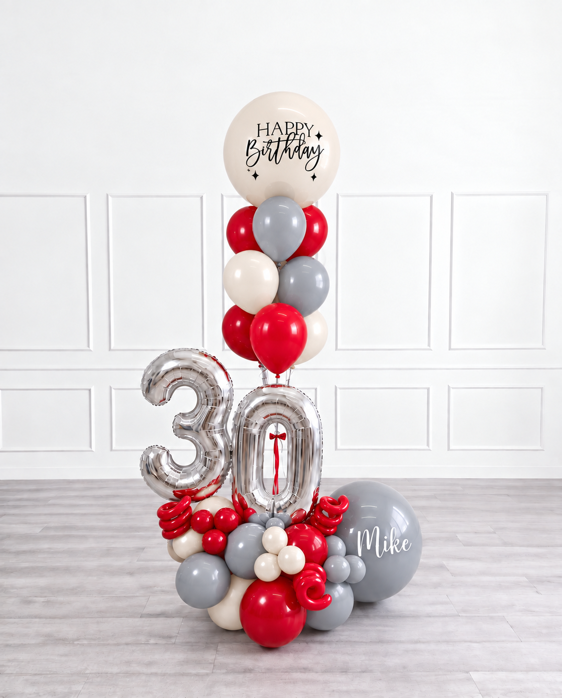 Ana Karina Balloons scarlet frost personalized balloon bouquet with classic balloons