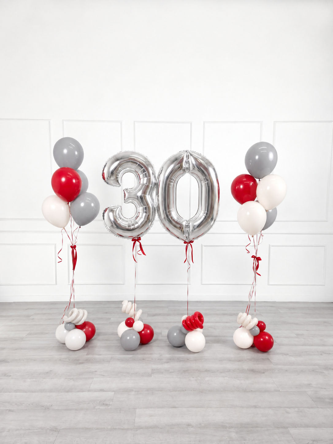 Ana Karina Balloons scarlet frost milestone number and balloon bunches set