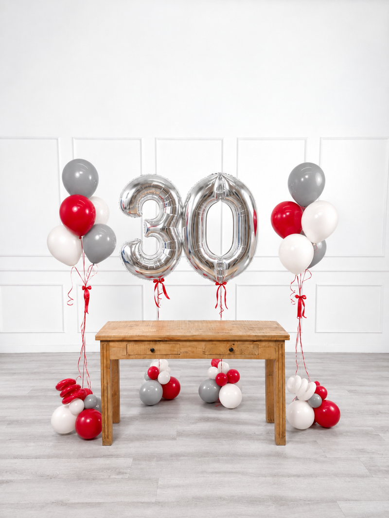 Ana Karina Balloons scarlet frost milestone number and balloon bunches set, additional product image