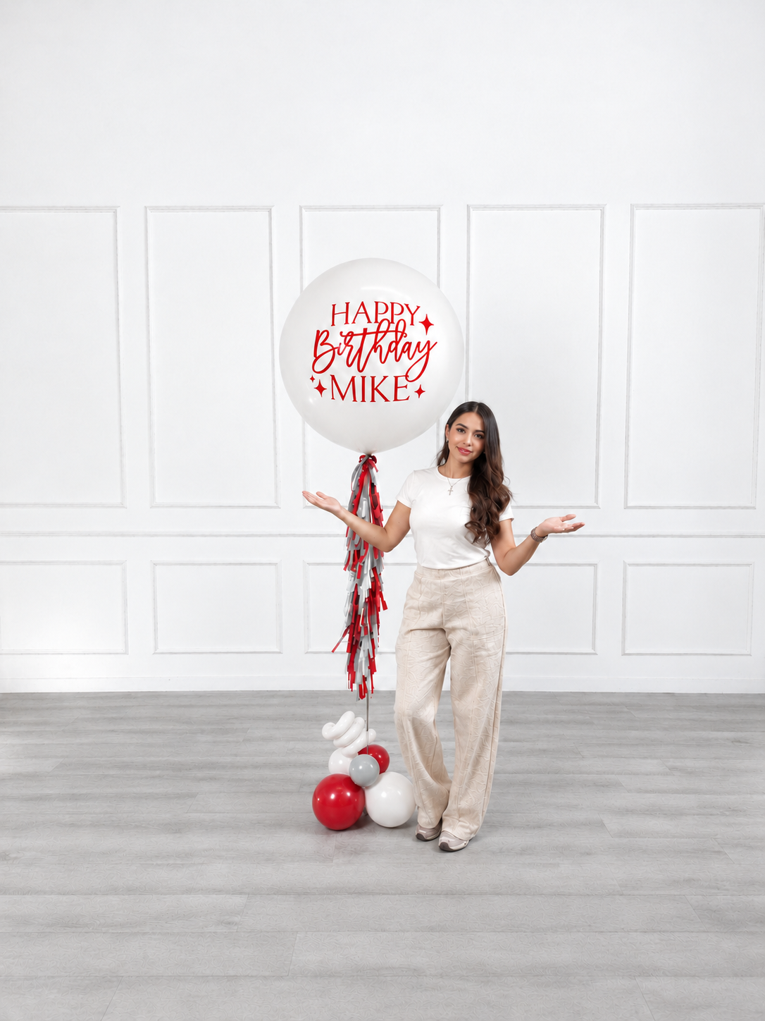 Ana Karina Balloons scarlet frost personalized jumbo balloon, additional product image