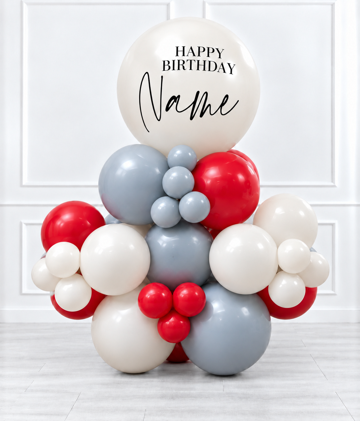 Ana Karina Balloons scarlet frost personalized stack balloons