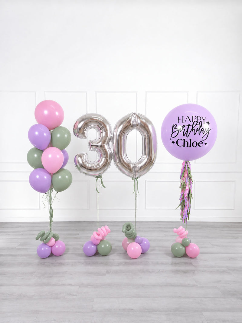 Ana Karina Balloons secret garden personalized birthday balloon set deluxe