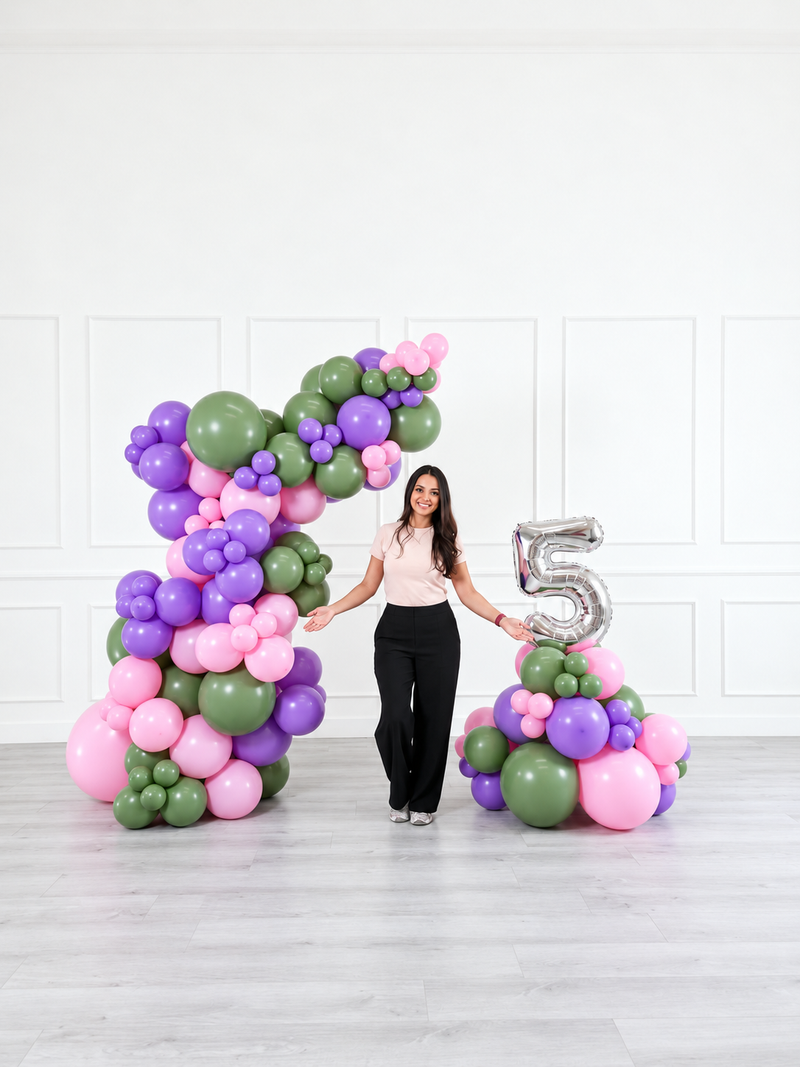 Ana Karina Balloons secret garden freestanding balloon garland and number stack set, additional product image