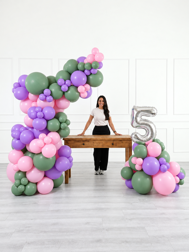 Ana Karina Balloons secret garden freestanding balloon garland and number stack set, additional product image
